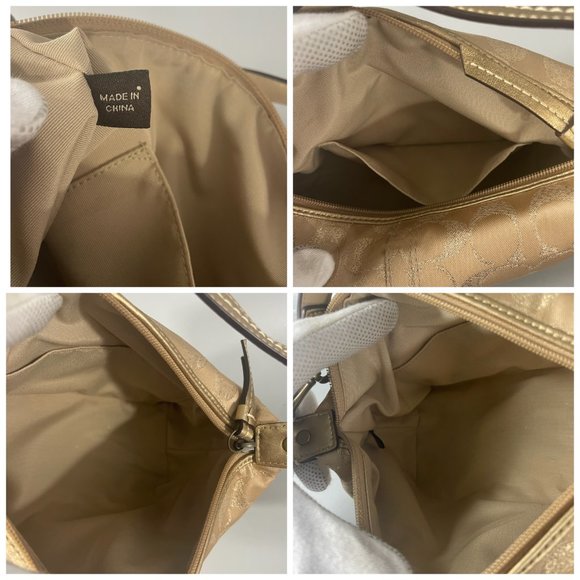 Vintage Coach Shiny Gold Studded Signature Pouch Bag - Picture 12 of 13